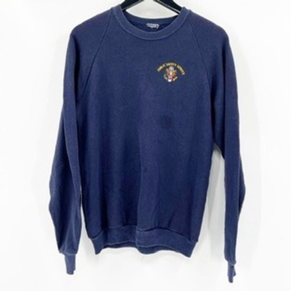 Navy Blue Public Safety Security Crewneck Sweatshirt Pullover Mens M
